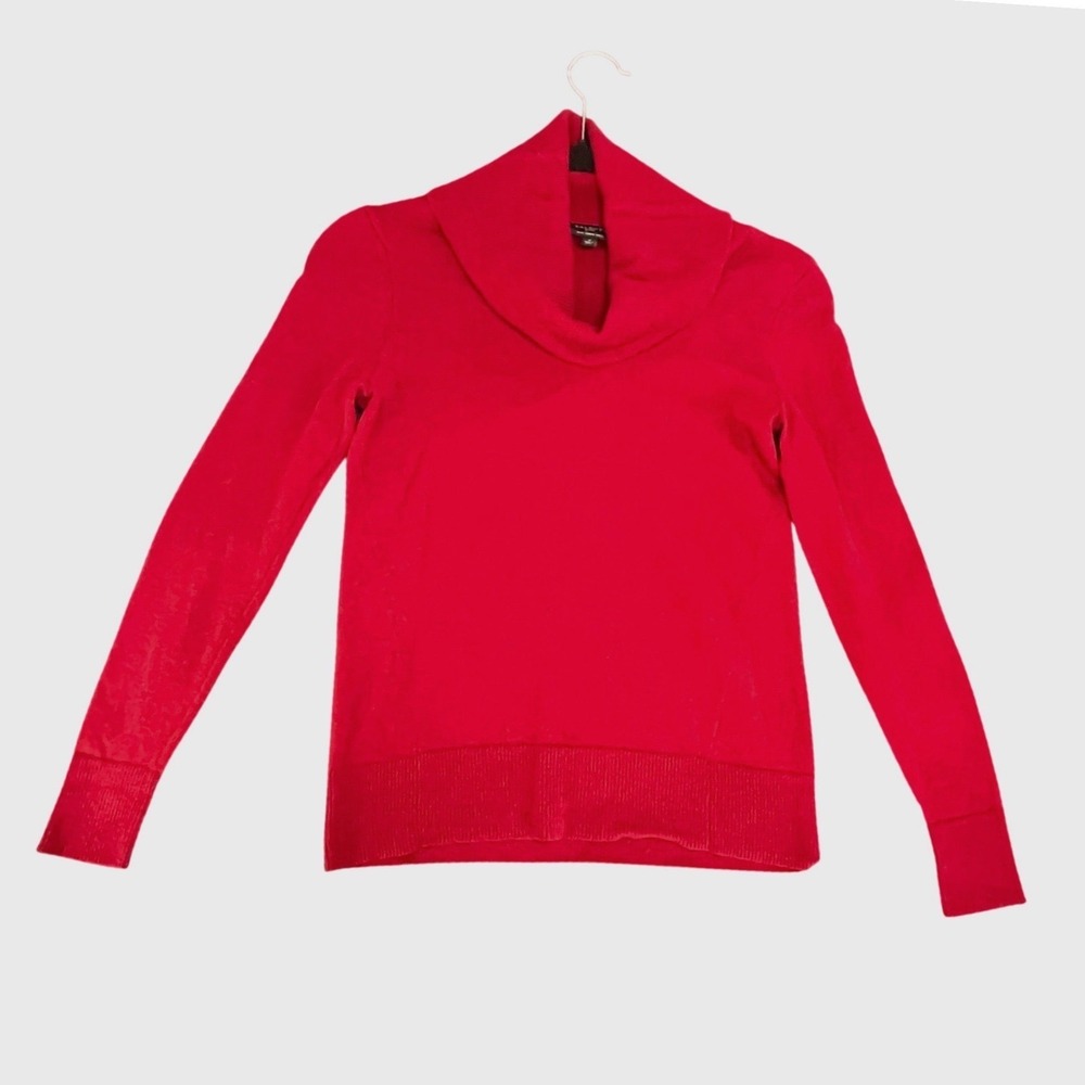Talbots Pure 100 % Merino Wool brick Red Cowl Neck Sweater Petite P Career wear
